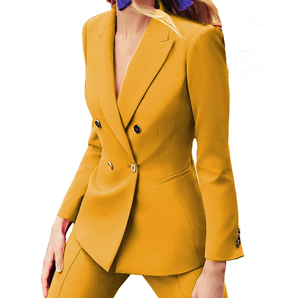 

Autumn Winter New 2 Pieces Set Elegant Women Suit Set Business Office Work Lapel Lady Suits Wedding Tuxedos Party (Blazer+Pant)