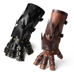 Medieval Steampunk Glove Mechanic Rivet Mittens Man Retro Halloween Cosplay Right Hand Accessory PU Leather Warrior Glove