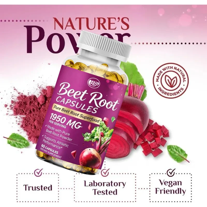 Organic beetroot powder 1950mg per serving -60 vegetarian capsules