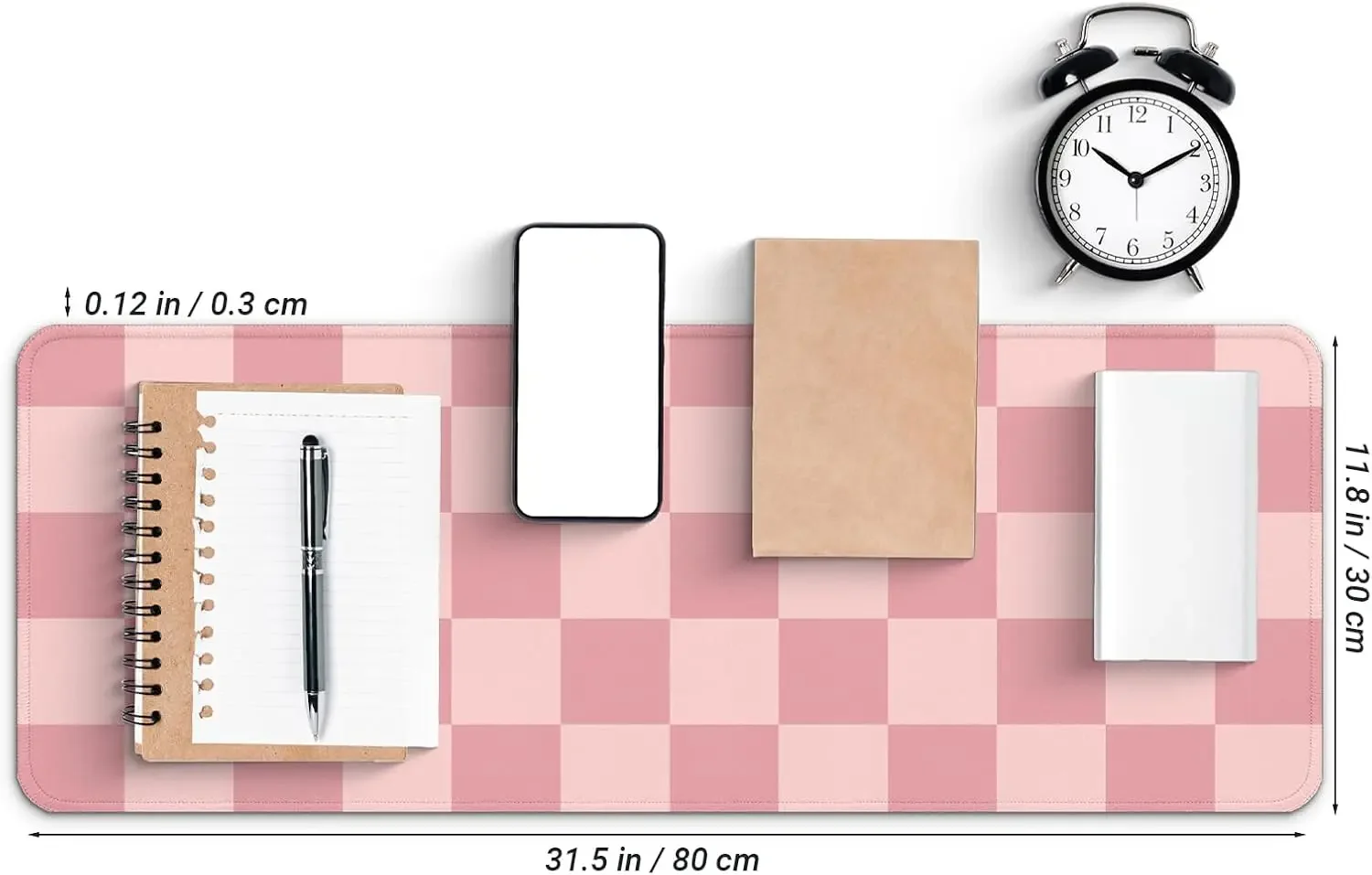 Dusty Pink Checker Gaming Mouse Pad, Two Tone Square Grid Print Smooth Edge Non Slip Mat Gamers Office Home Wireless Mouse Use