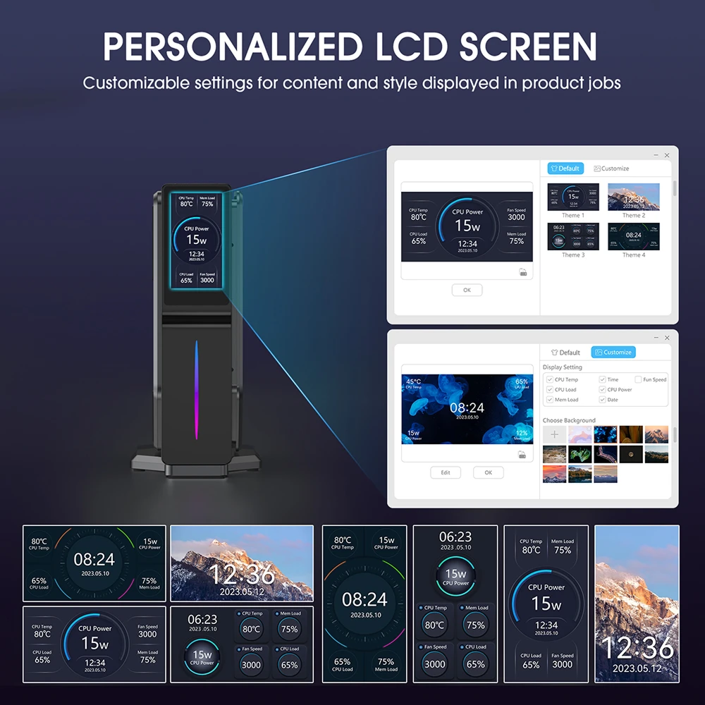 KAMRUI Mini PC S1 12th Alder Lake N97 Win 11 16GB DDR4 512GB M.2 SSD WIFI5 4K Display LCD Screen Mini Office Desktop Computer