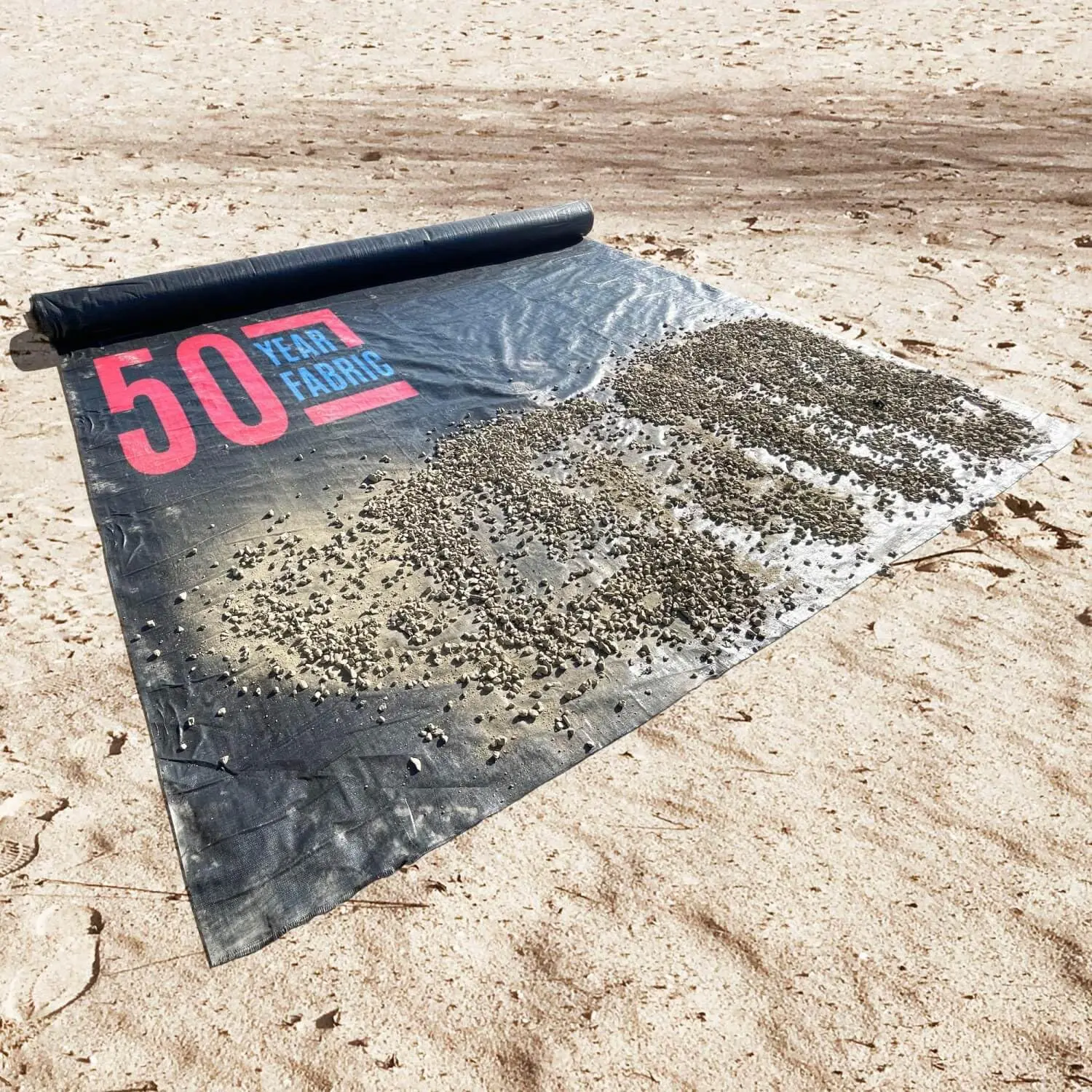 

6 oz Heavy Duty Woven Geotextile Landscape (15 ft Wide) | 50 Year | 2X Thicker | Soil Stabilization & Separation |