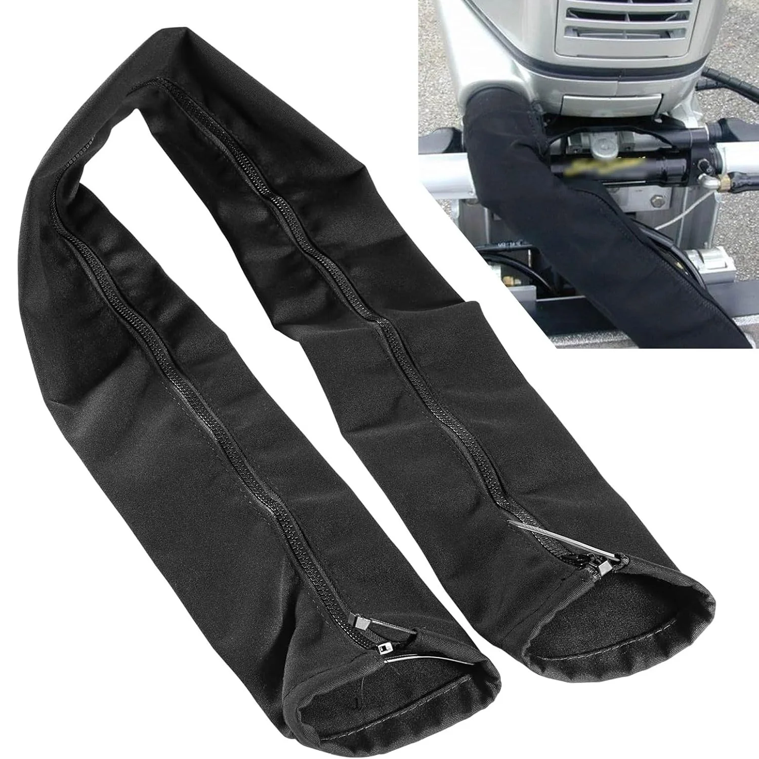 Black Zippered Rigging Sleeve, ZRS-1-DP Casing, Trolling Motor Cable Organizer Sleeve Protection - (48'' Long)