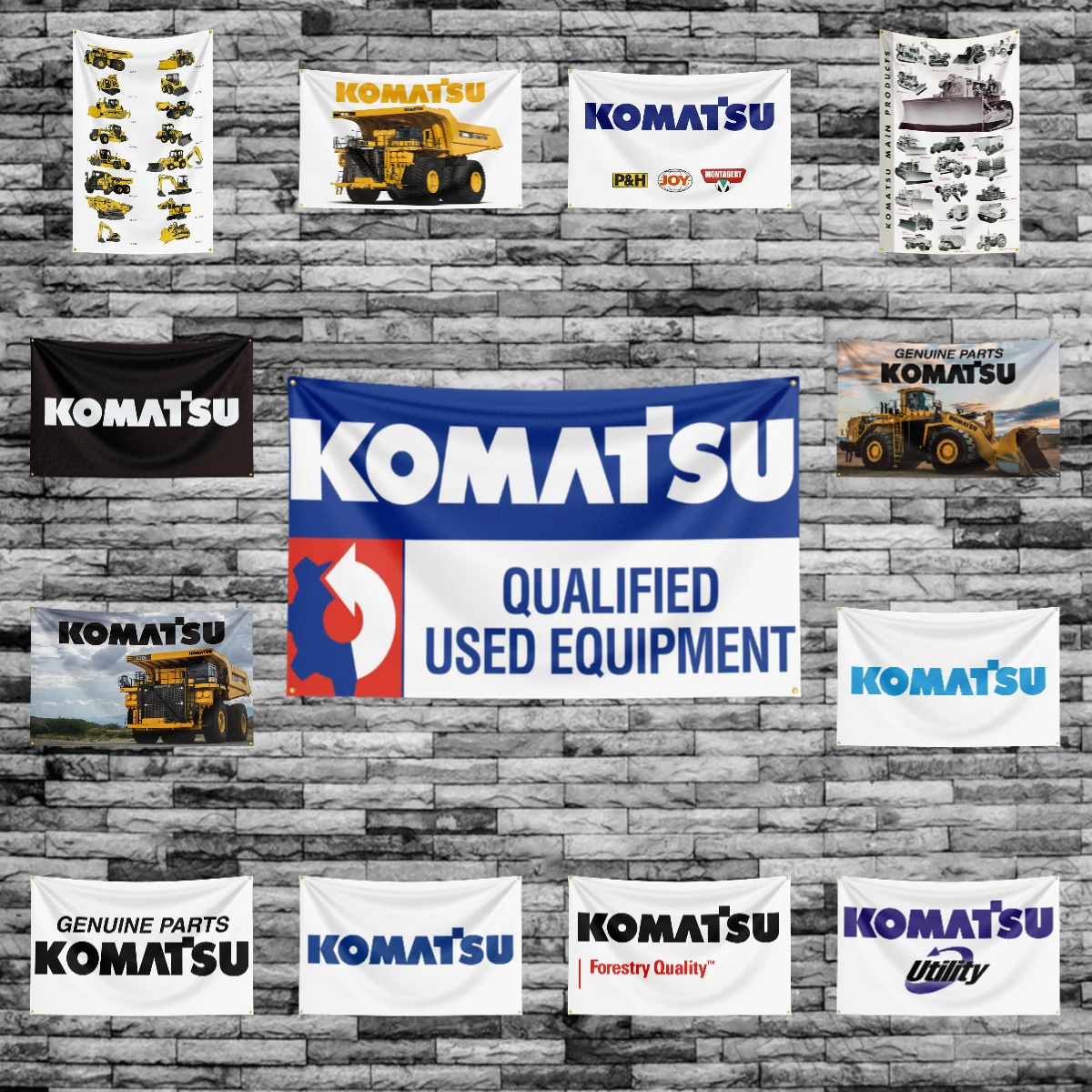 90x150CM Excavator-K-KOMATSUS Industry Flag Polyester Printed Excavator Banner For Decor