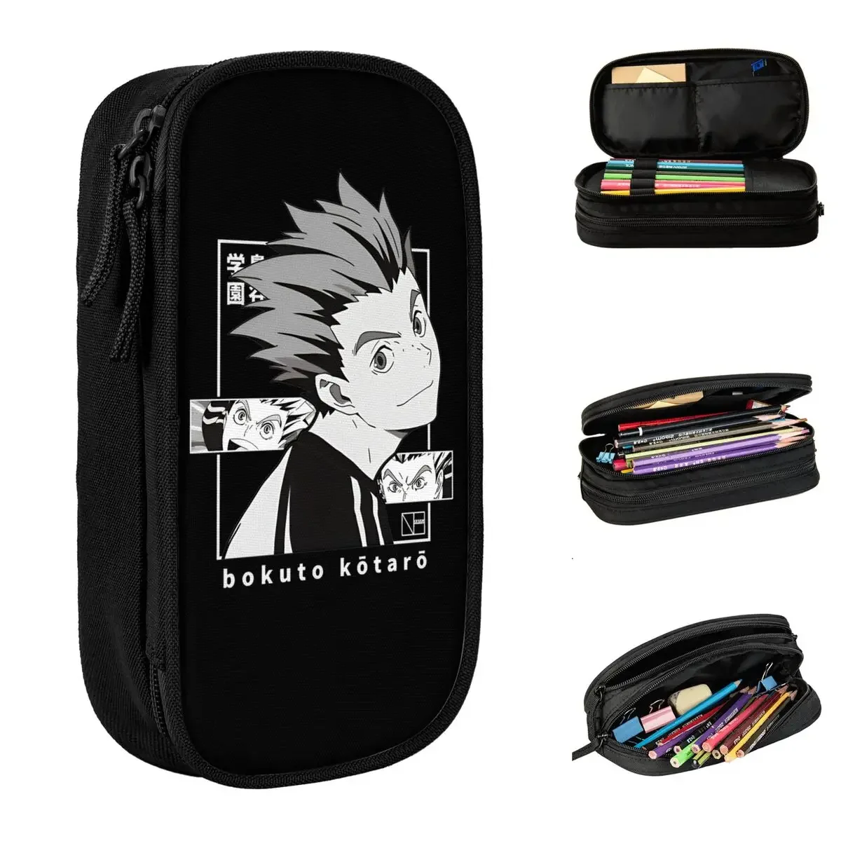 Cute Haikyuus BOKUTO KOTARO Anime Pencil Cases Pencilcases Pen Kids Large Storage Bag Students School Zipper Stationery