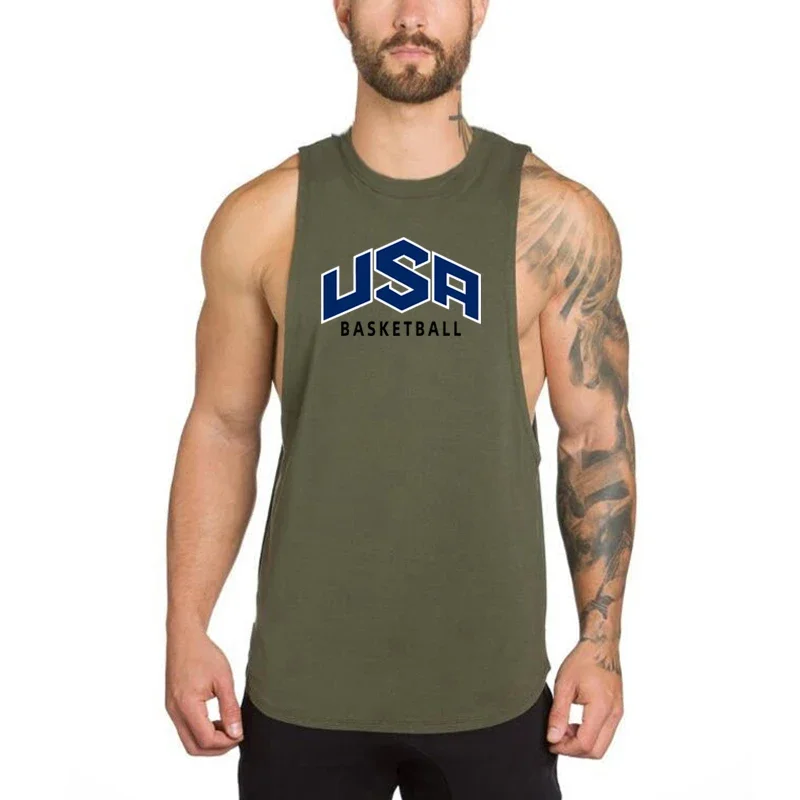 Summer Men Fitnes  Sport  Cotton Breathable Loose Casual Tank Tops Gym Bodybuilding Training Muscle Singlets Comfortable T-Shirt