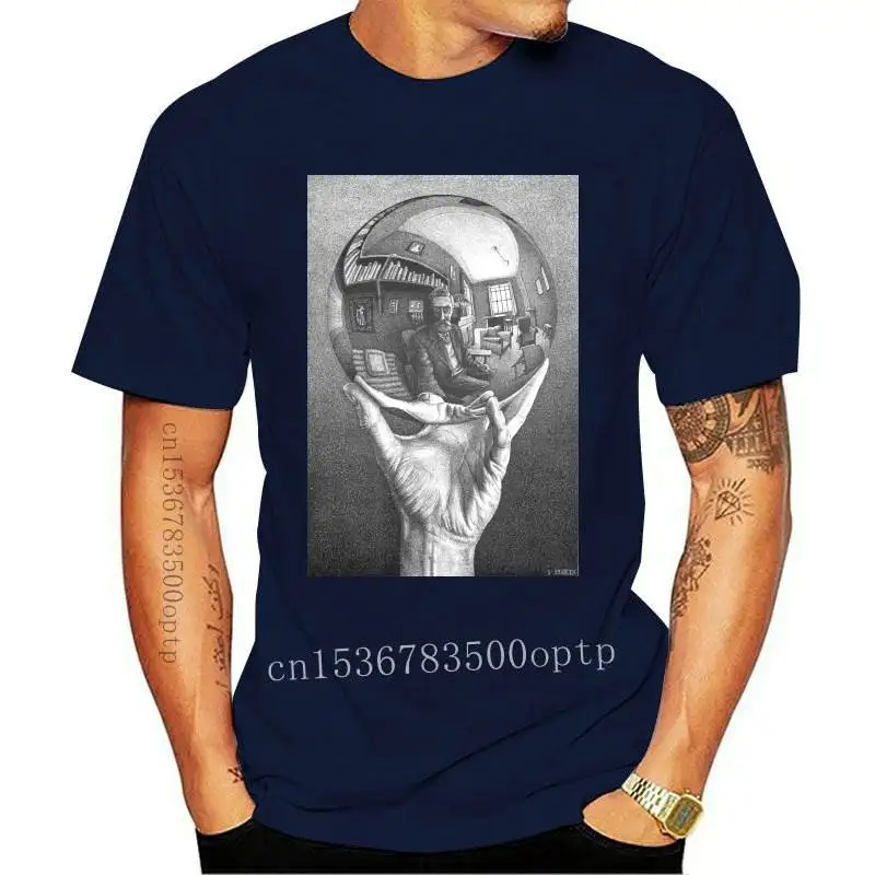 Fashion New  Men Hot  Solid T-Shirt T-Line Men'S M.C. Escher Reflecting Sphere Muscle Shirt Men Cotton Tees Streetwear