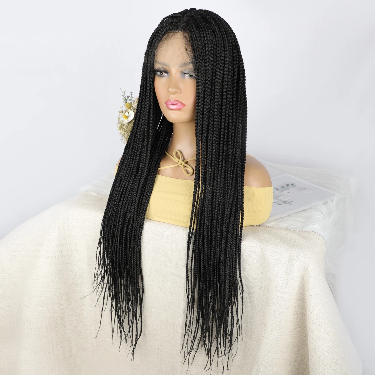 Braided Wigs for Black Women Synthetic Lace Front Wigs Transparent Lace Front Braid Wig Braids Wigs With Baby Hair 34inch