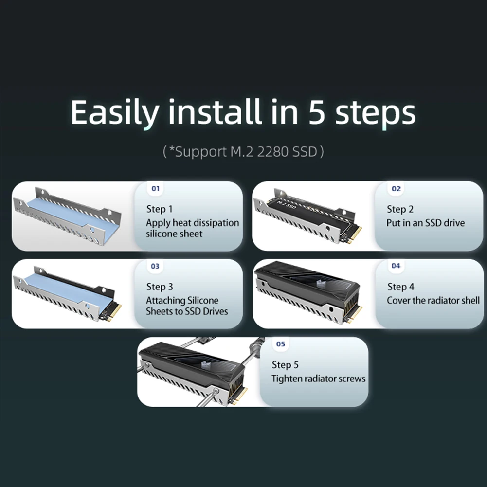 

M.2 2280 SSD Heatsink SSD Aluminum Alloy Radiator Built-in Fan 5V 3 Pin ARGB Solid State Drive Cooler M.2 Radiator for M.2 2280