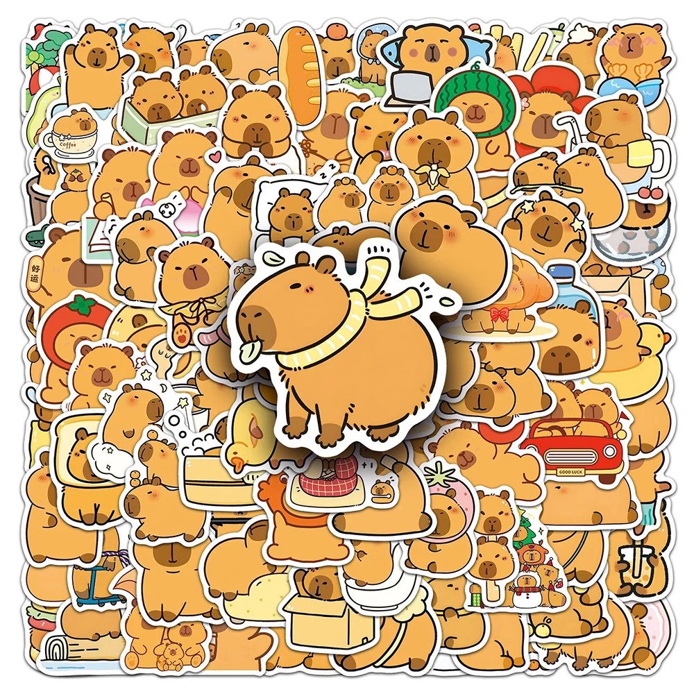 

10/30/50/100pcs Cartoon Funny Capybara Graffiti Stickers DIY Notebook Stationery Laptop Luggage Car Cute Animal Sticker Kid Toys