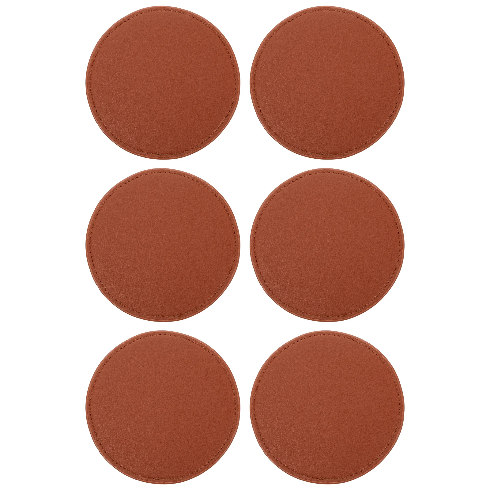 

6pcs Anti-Slip Cup Mat Pu Heat Insulation Pad Non-Skid Tableware Protector Round Coaster For Home Coffee Shop Hotel