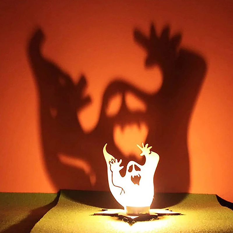 Halloween Wooden Ornament Pumpkin Ghost Table Decoration Shadow Projector For Home Party And Haunted House Crafts