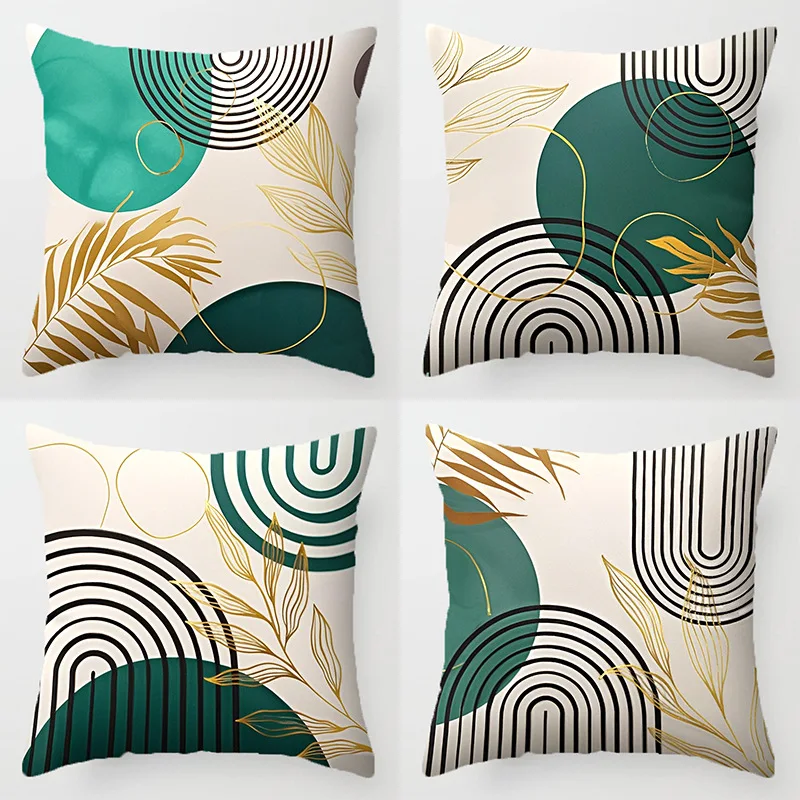 

Домашний декор с геометрическим узором и листьями, декоративные наволочки с узором, чехол для подушки, подходит для дивана, спальни, автомобиля, наволочки