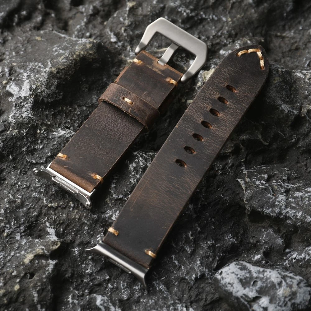 High Quality Handmade Layer Italian Leather Strap Suitable For Samsung Galaxy Watch 6 7 44MM 47MM Ultra High-End Leather
