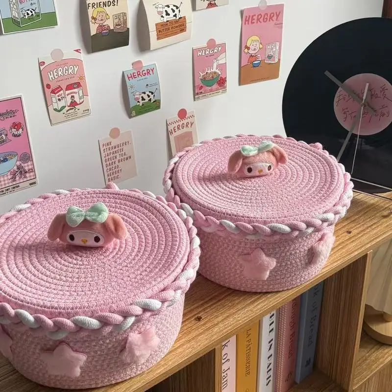 アニメーション ハローキティ シナモロール マイメロディ 麻綿靴 織物 大容量収納ボックス かわいい雑貨整理バスケット