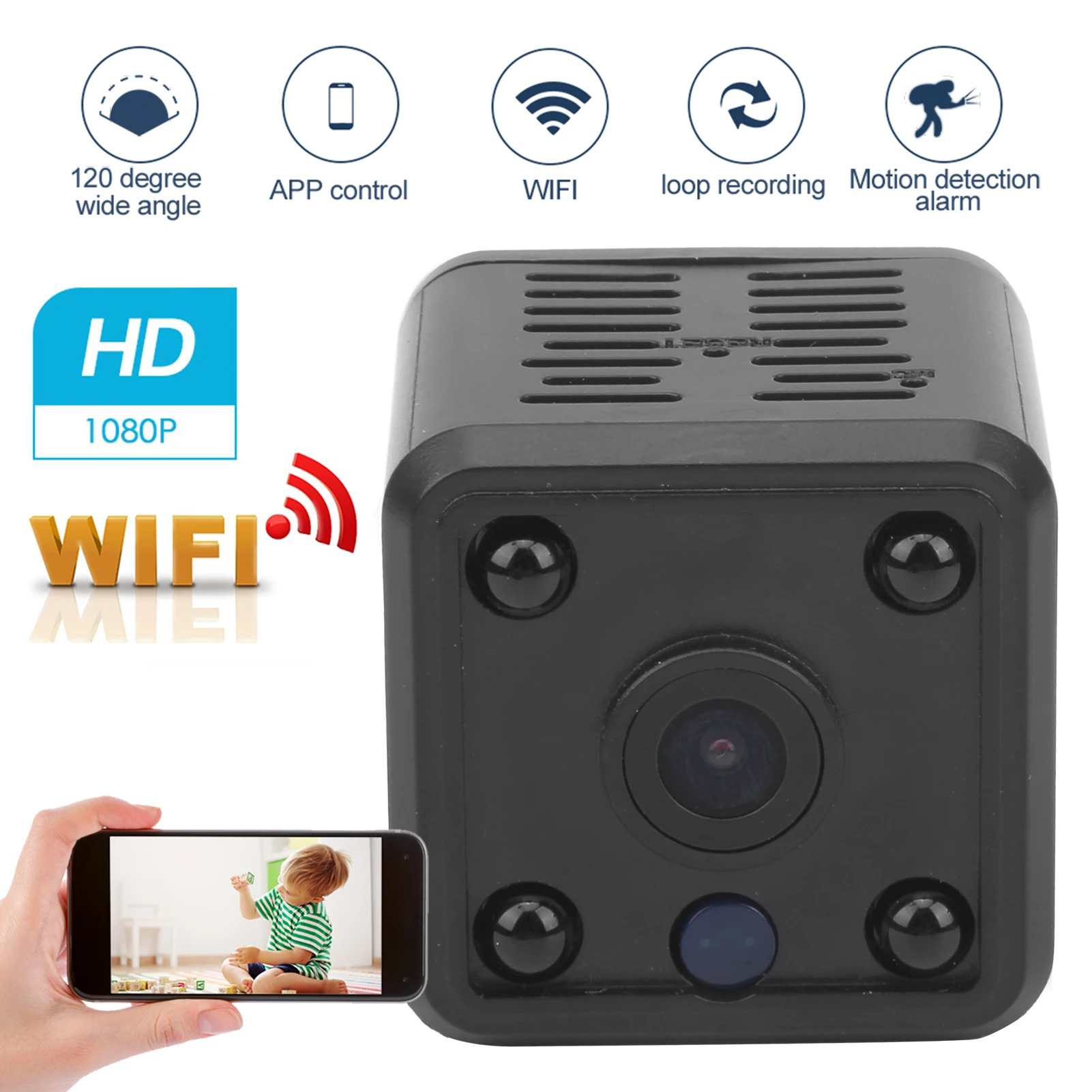 1080P Camera IR‑Cut Camera WIFI  Camera 1080P High Definition IR Night View Rechargeable Wireless Video Monitor PIR Camera