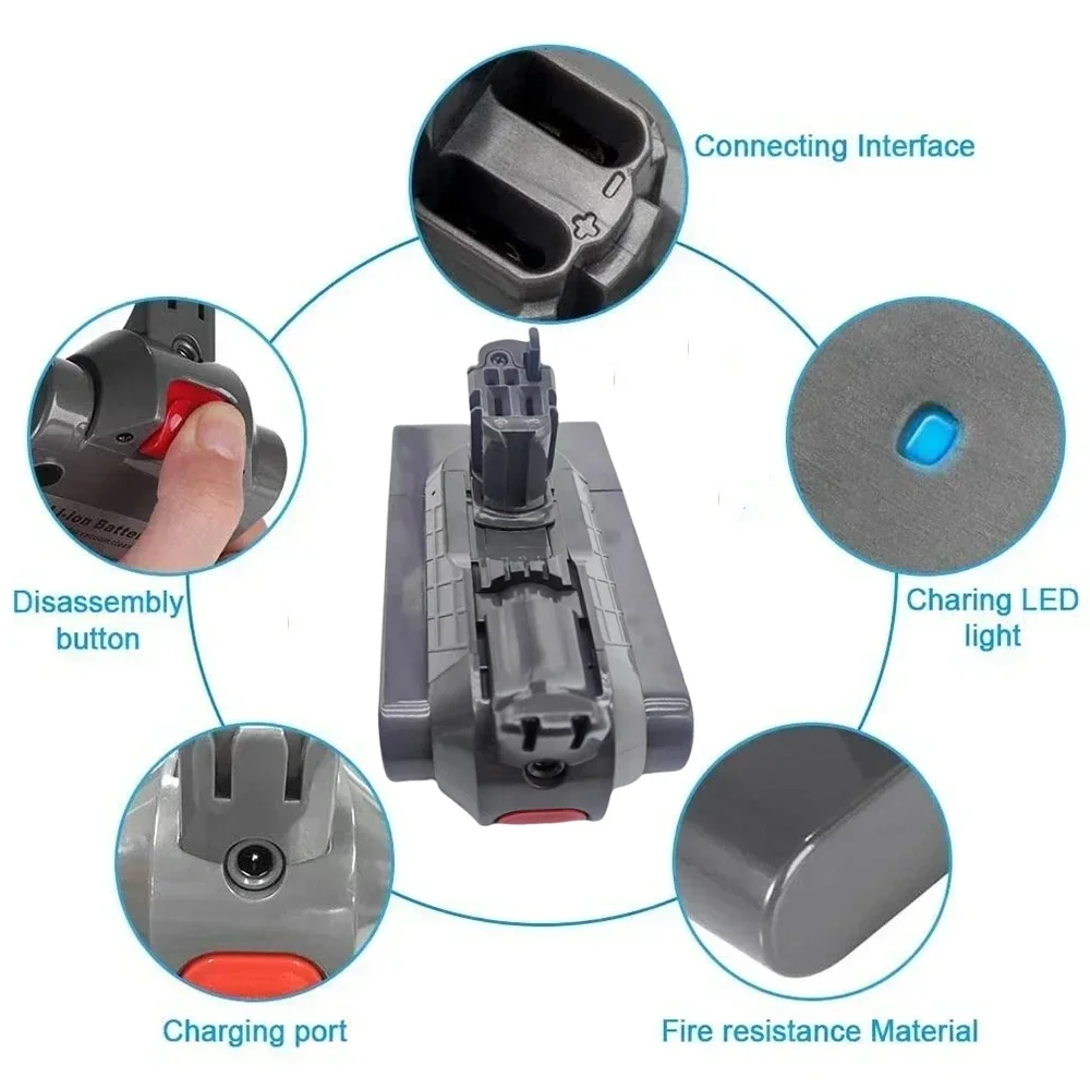 21700 Battery 25.2V 5000mAh for Dyson SV14 SV15 Vacuum Cleaner Fluffy SV15 V11 Absolute Extra V11 Absolute V11 Animal 970145-02