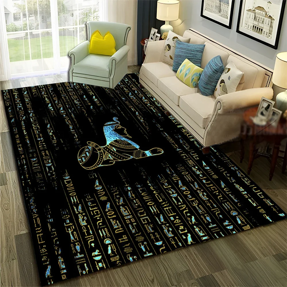 ثلاثية الأبعاد الفرعون المصري الهيروغليفية السجاد البساط للمنزل غرفة المعيشة غرفة نوم أريكة ممسحة ديكور ، أطفال منطقة البساط عدم الانزلاق الكلمة حصيرة