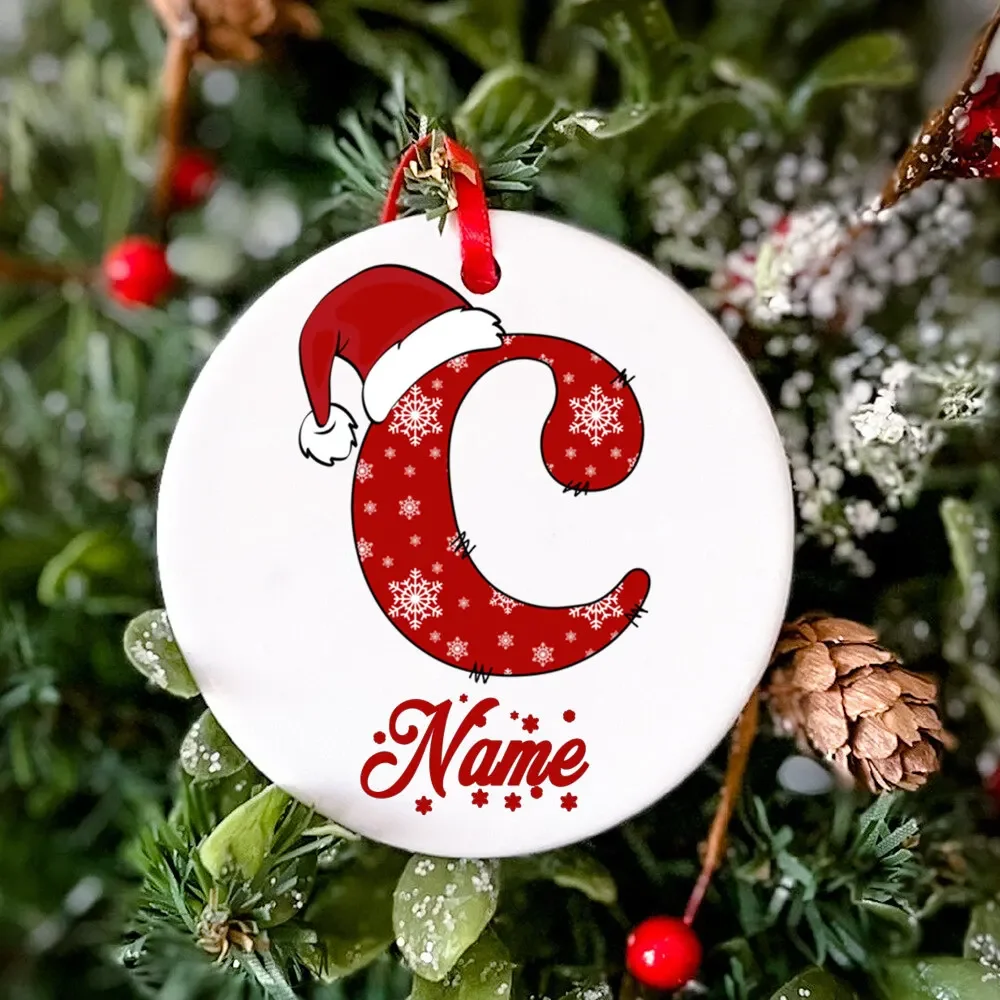 Personalized Christmas Ornament Custom Name Photo Prop Christmas Family Party Ceramic Ornament Xmas Keepsake Gift Drop Ornaments