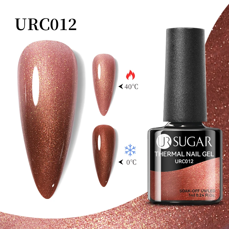 UR SUGAR 7ml Thermal Brown Gold Winter Autumn Color Gel Nail Polish Semi Permanent Soak Off UV LED Enamels for Nails Art Varnish