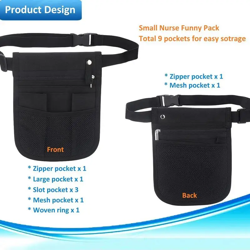 Nurse Waist Bag Adjustable Work Fanny Pack Nurse Belt Bag Large Capacity Nurses Fanny Pack Multifunctional Nurse Pocket