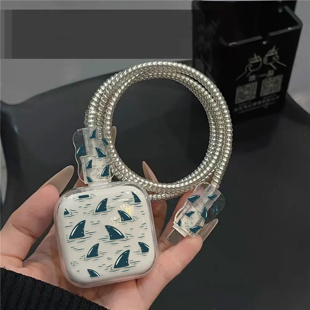 4PCS Shark Charger Case for iPhone 17PM 40W Charge Protection Cover Winder Charher Data Cable Sleeve Accessories