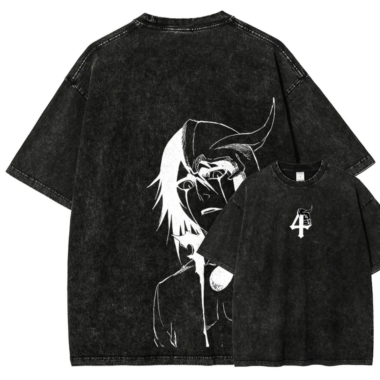 Hot Blooded Anime Bleach Print T-shirt Vintage Washed T-shirt Men Women Oversized Y2k Cotton Short Sleeve Female Male Clothing