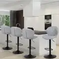 

Flysky Bar Stools Set Of 4 -Faux Pu Leather Bar Chairs With Back, Adjustable Swivel Bar Stool, Light Gray