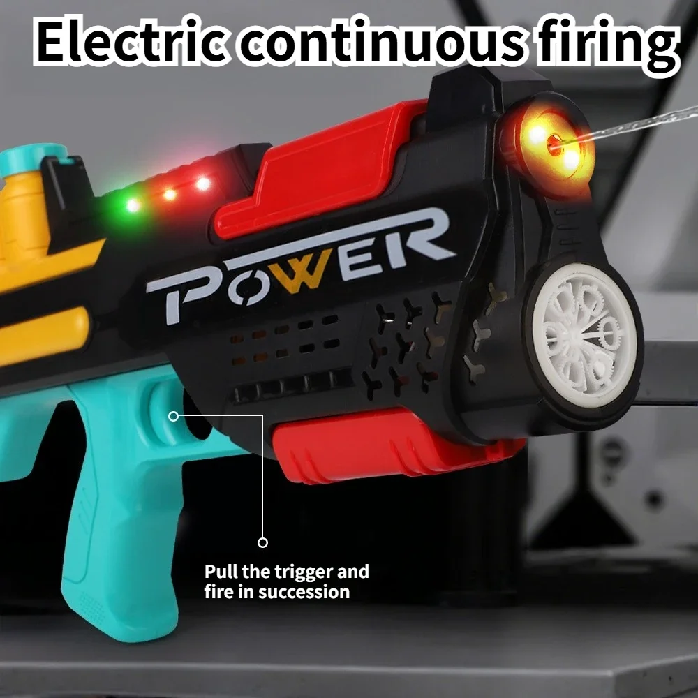 2 in 1 Electric Bubble Gun, Automatic Multiple Shots Design with Bright Light High Output Handheld Toy for Outdoor Play