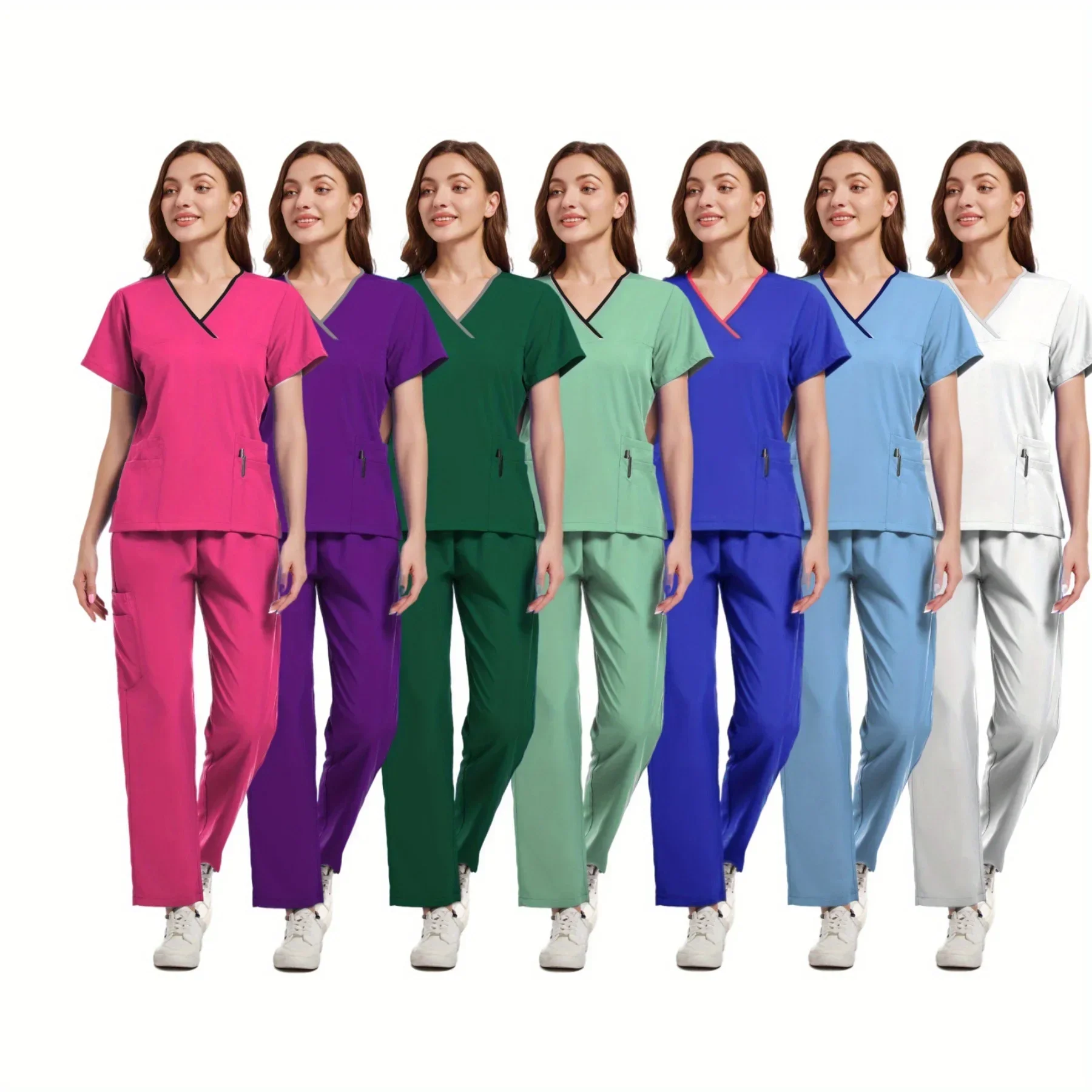 

Beauty Salon Skin Manager SPA Doctor's Work Suit Long Sleeved V-neck Nurse's Uniform Set Elastic Hand Wash Workwear