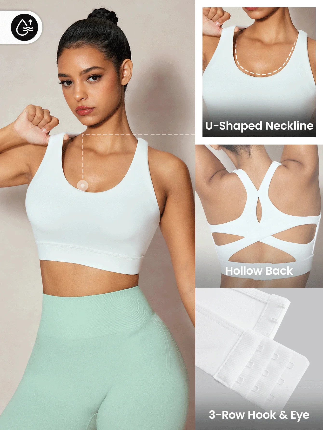 Slayform Plain Color Cut Out Back Sports Bra