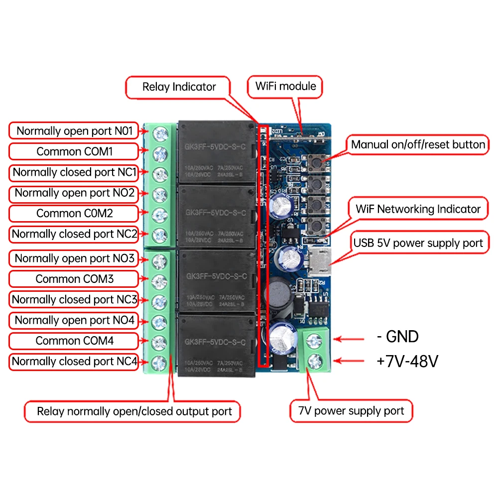 EWeLink Smart Wifi Switch modulo relè intelligente DC 5V 12V 24V interruttore Wireless a 4 canali Timer telecomando per telefono per Google Home