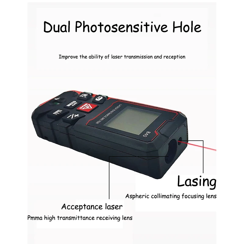 Indoor Dual Hole Laser Electronic Handheld Laser Distance Meter Portable 100m Infrared High-precision Room Measuring Instrument