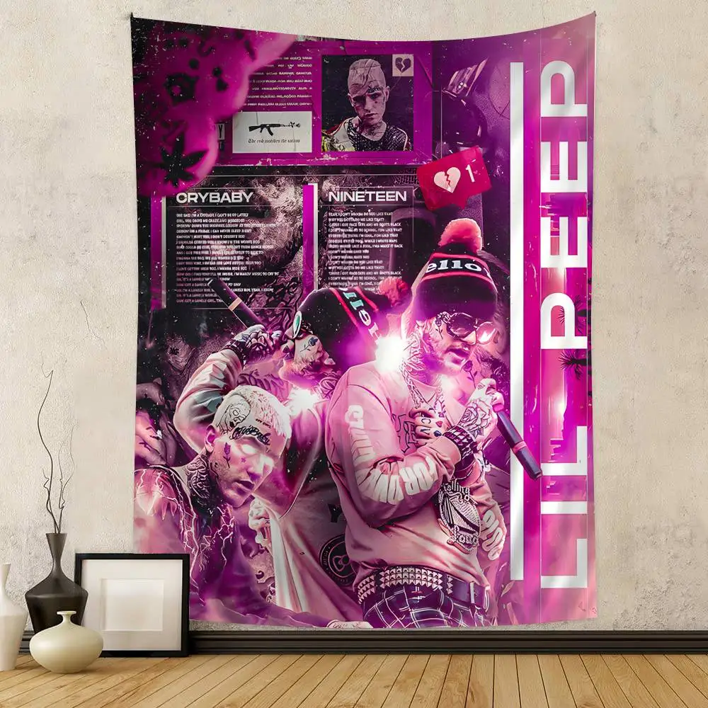 الهيب هوب مغني الراب ليل اللمحة مطبوعة كبيرة قماش مزخرف جداري الفن الخيال العلمي غرفة ديكور المنزل ديكور بطانية #6