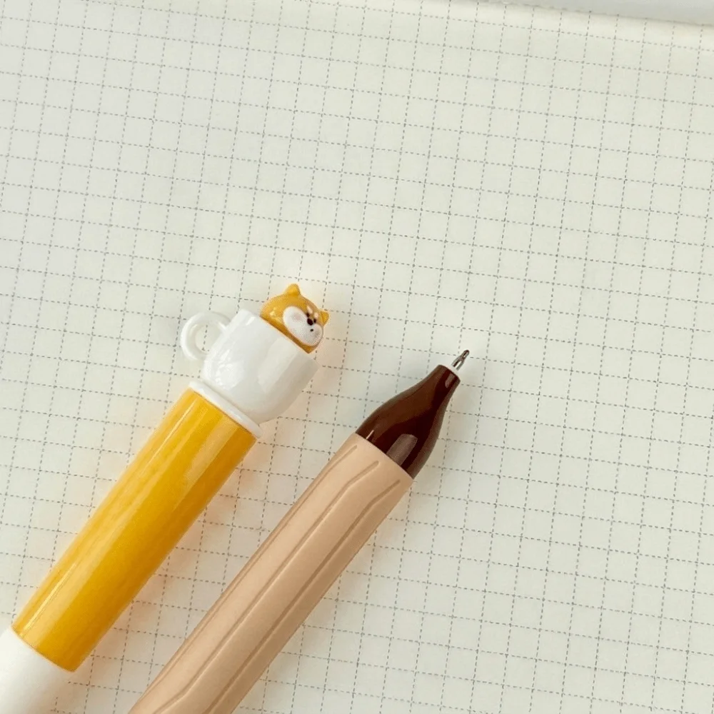 4PCS Cute Smooth Writing Teacup Dog Gel Pen 0.5mm Cupcake Quick-drying Black Pen Creative Rabbit Rotating Puppy Pocket Pen Gift
