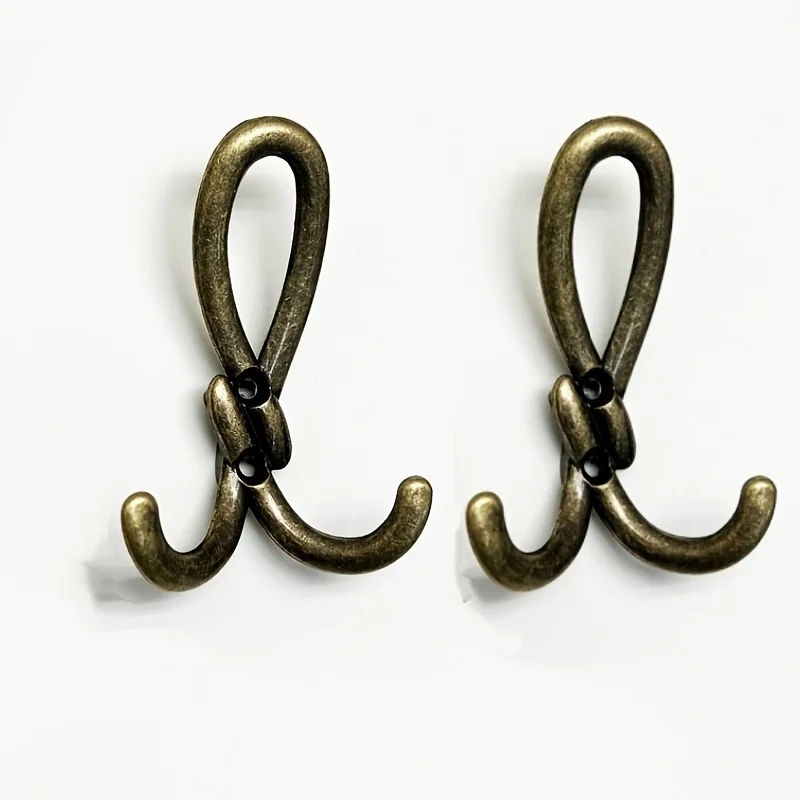 2 Pieces Zinc Alloy hardware Double Hooks Antique Accessories Hat Hooks vintage Copper-Colored Hooks