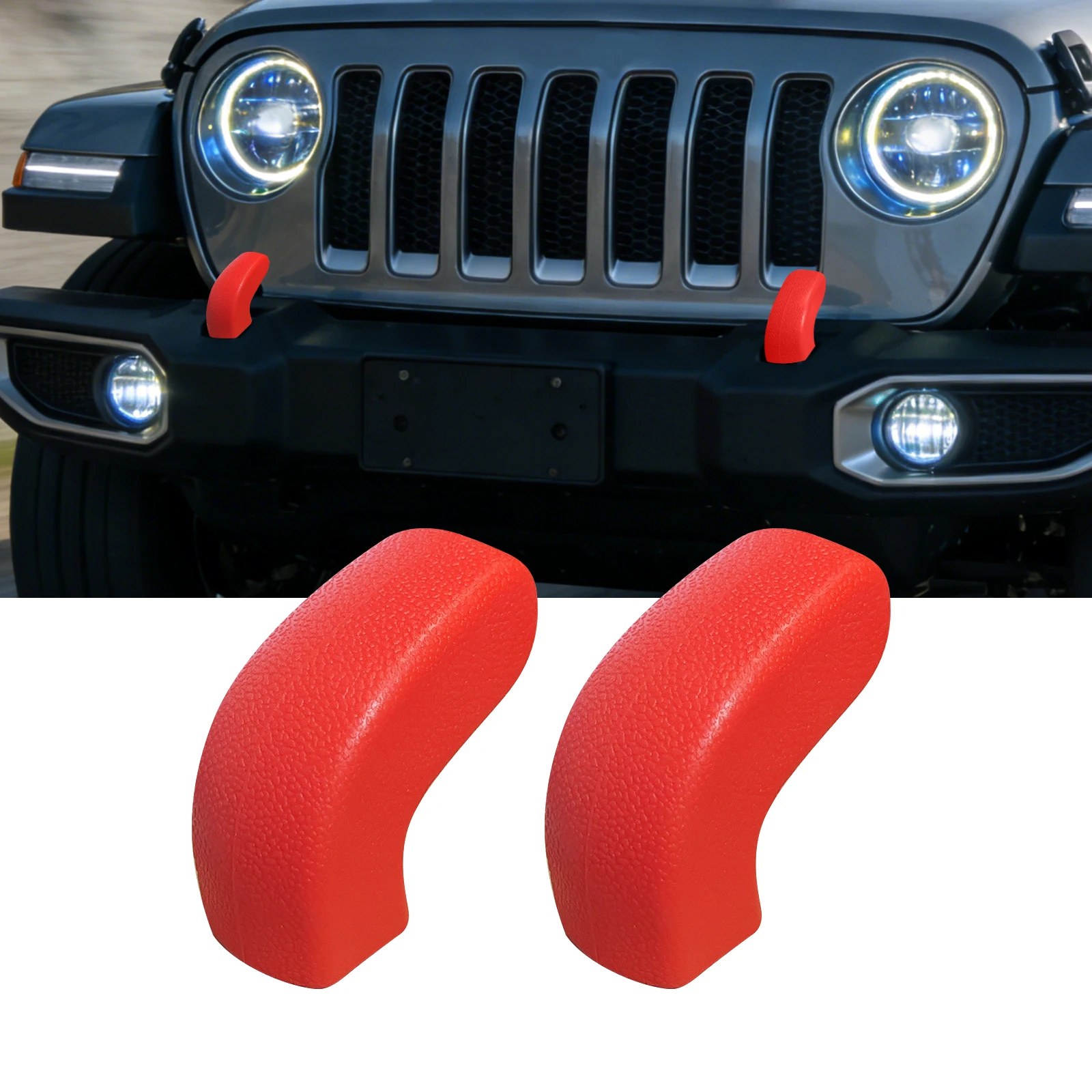 Bumper Tow Hook Covers Compatible with Jeep Wrangler JK JL & Jeep Gladiator JT 2007-2026 Accessories, Tow Hitch Covers