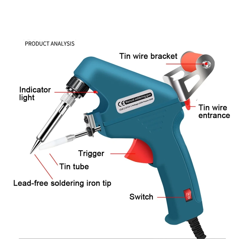 60W 110V/220V Pistola di Saldatura Torce di Saldatura Elettroniche Tenuto In Mano Interno Riscaldato Automatico di Alimentazione di Stagno Strumento