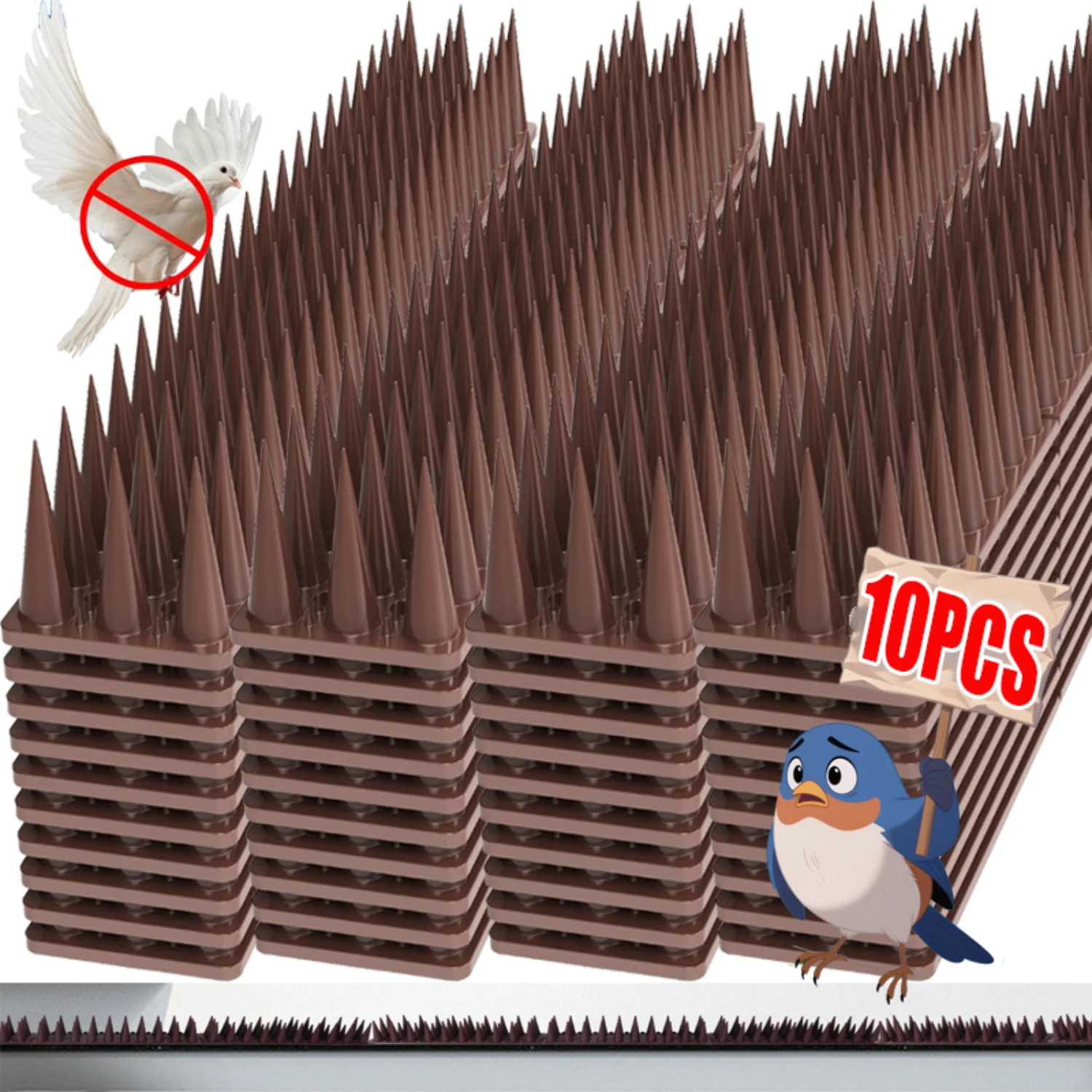 1-10Pcs Plastic Anti Bird Spikes Pigeon Deterrent Cat Repellent Pest Control Outdoor Roof Fence Ledge Guard Garden Protection
