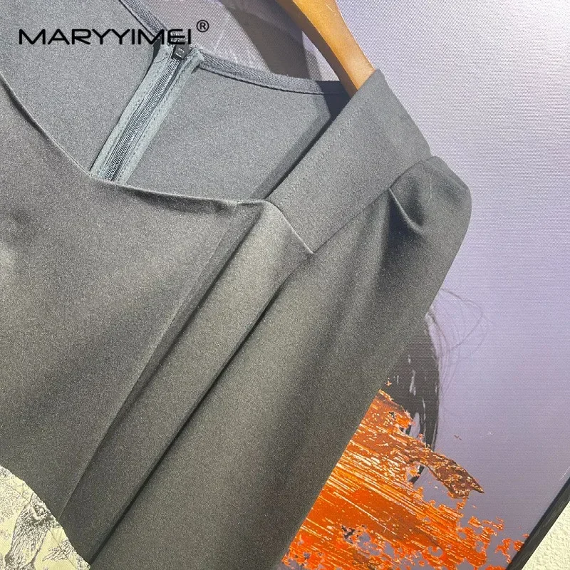 Gedivoen Otoño Invierno moda mujer vestido cuello cuadrado manga larga Patchwork Jacquard vestido de baile Vintage vestidos elegantes