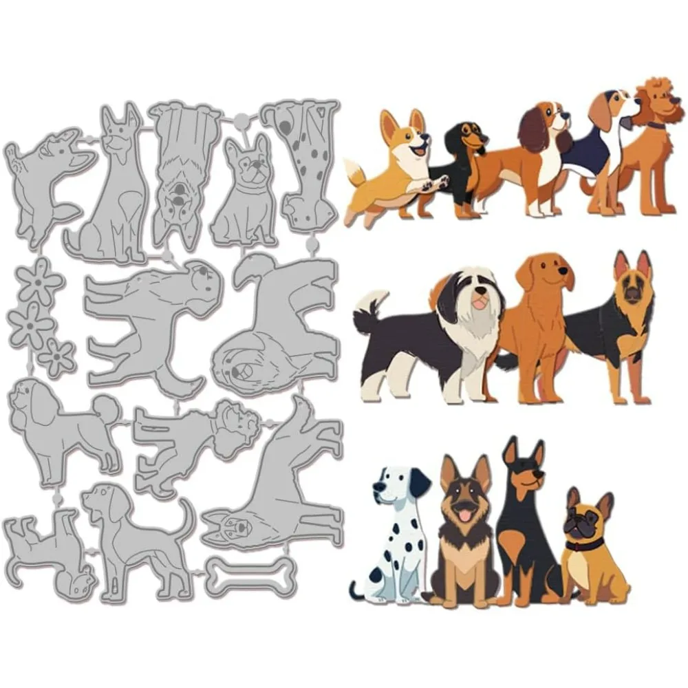 Troqueles de corte para perros y mascotas, troqueles de corte para hacer tarjetas Collie dálmata Golden Retriever para bricolaje, álbum de recortes, diario, papel en relieve