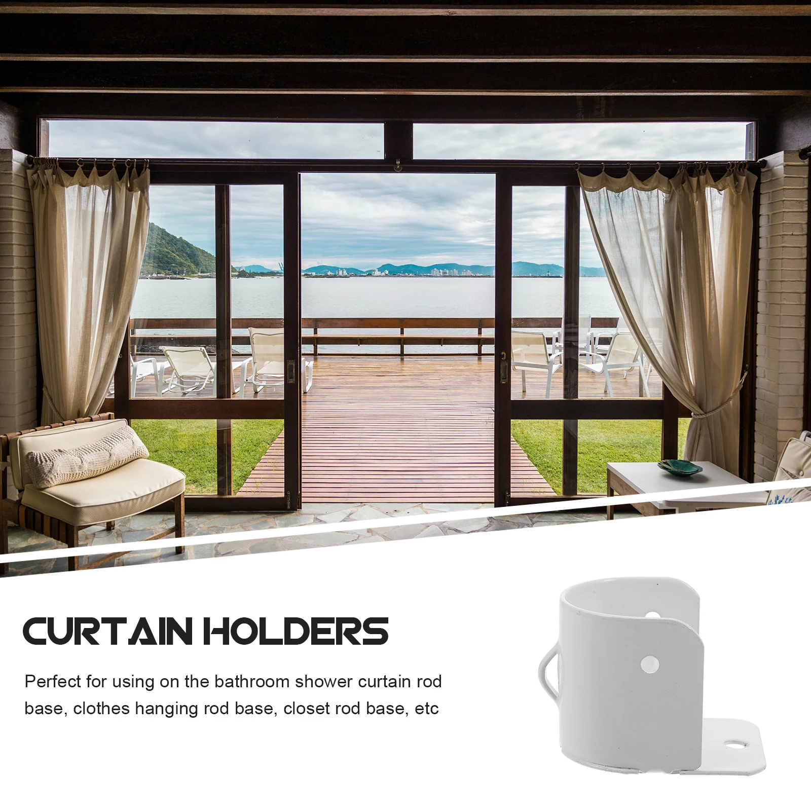 

4Pcs Curtain Rod Flange Holder Stainless Steel Rod End Supports for Shower Closet Clothes Rail Window Closet Pole Holder