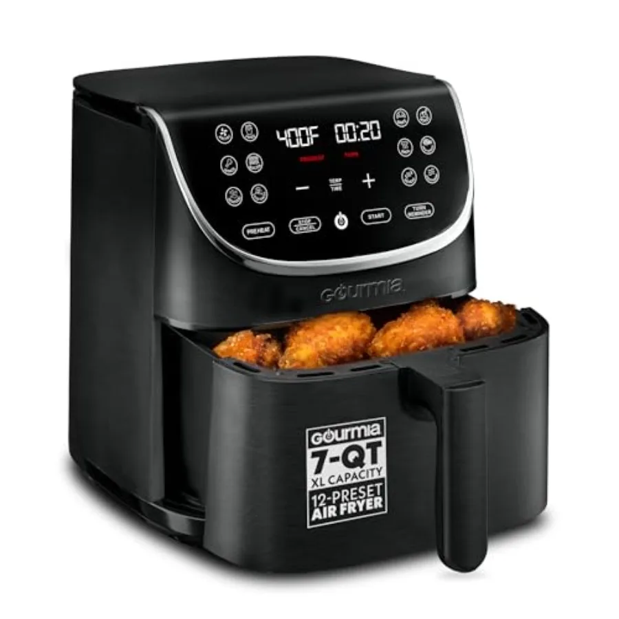 Air Fryer - 7 Qt Large Capacity with LED Display 12 One-Touch Presets FryForce 360° Technology Nonstick Dishwasher-Safe Basket