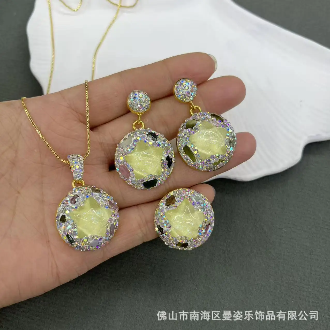 

DIY accessories New product glazed suit Internet celebrity new five-pointed star glazed fashion jewelry handmade design three-pi