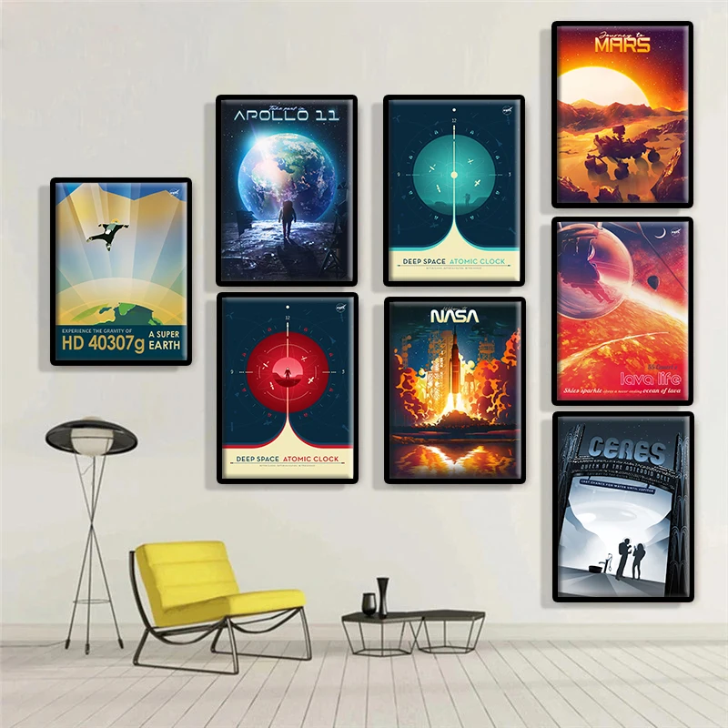 Nasa Astronaut Future World Space Travel Poster and Printmaking Canvas Painting Wall Art Picture Home Decoration Cuadro