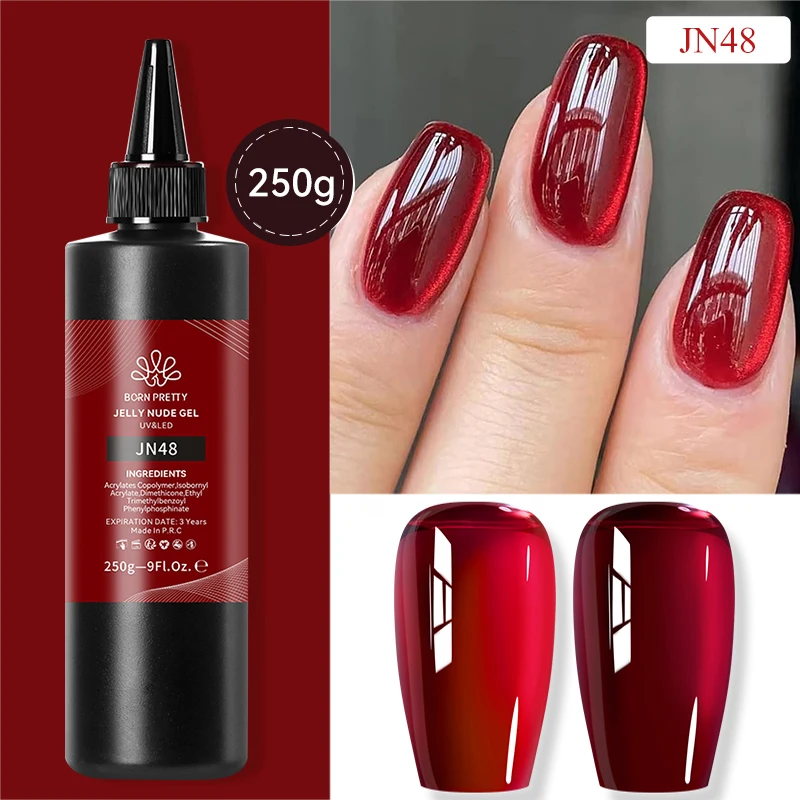 BORN PRETTY 250g Translucent Jelly Red Nude Gel Nail Polish Winter Autumn Manicure Soak Off UV LED Nail Art Gel Christmas Red