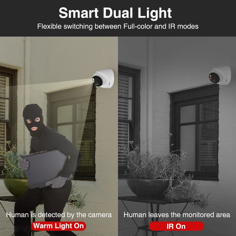 Dahua WizSense-cámara de visión nocturna 4K, dispositivo inteligente de 8MP, luz Dual a todo Color, protección de seguridad perimetral, micrófono,