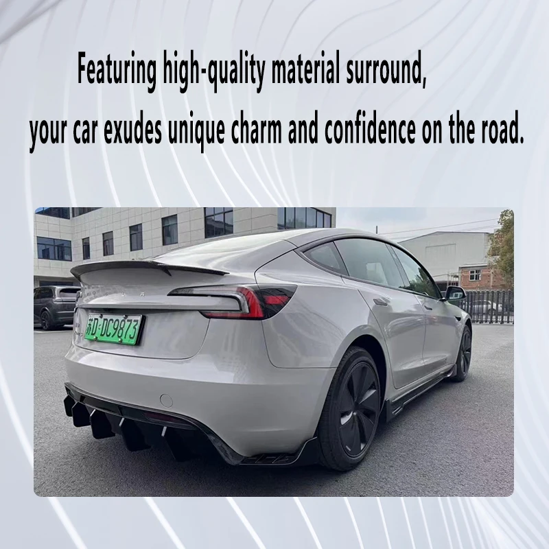 For Tesla 2024 Model3 highland TOPSTH Body Kit Matte black Rear Diffuser Spoiler Front Bumper Lip Side Skirt Car Accessories