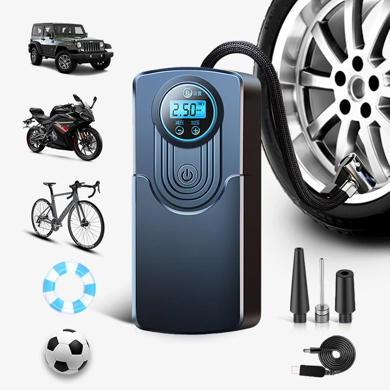

Tire Inflator Rechargeable Air Pump Portable Air Compressor for Motocycle Bicycle Balls Digital Tyre Inflator Pump