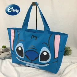 Disney Stitch New Women's Handbag Cartoon Cute Large Capacity Canvas Travel Handbag Waterproof Foldable Fashion Shopping Bag